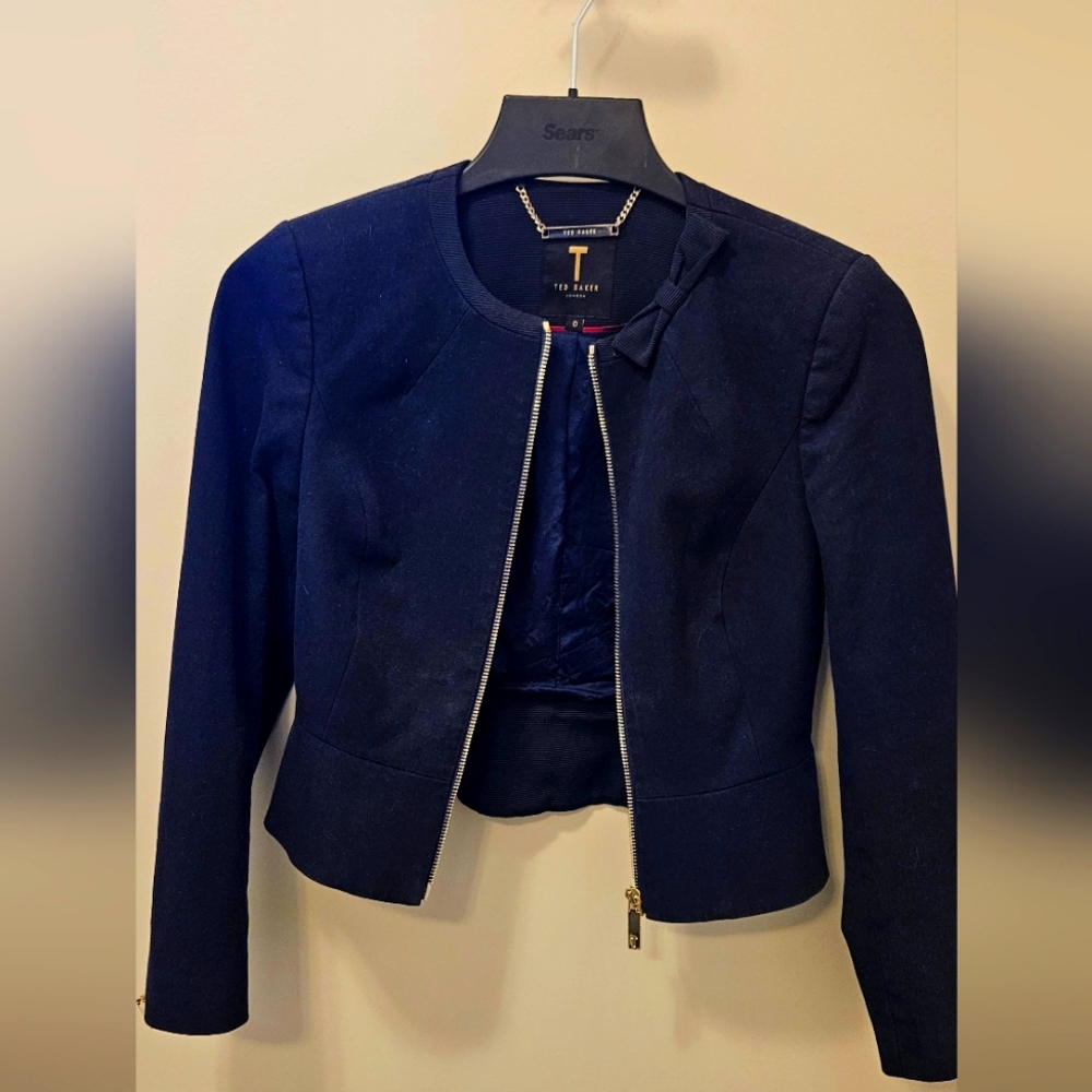 Ted Baker Blue Blazer with Stand-Up Collar